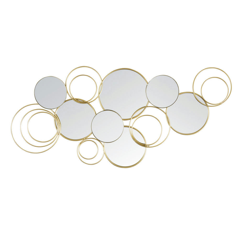 RONDINARIA - Déco murale en miroir et métal doré 128x60