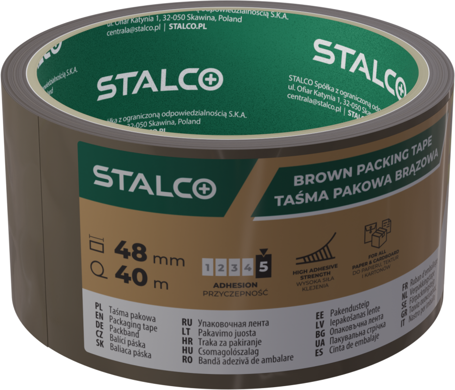 Taśma pakowa brązowa 48 mm x 40 m , brązowy STALCO s042338240