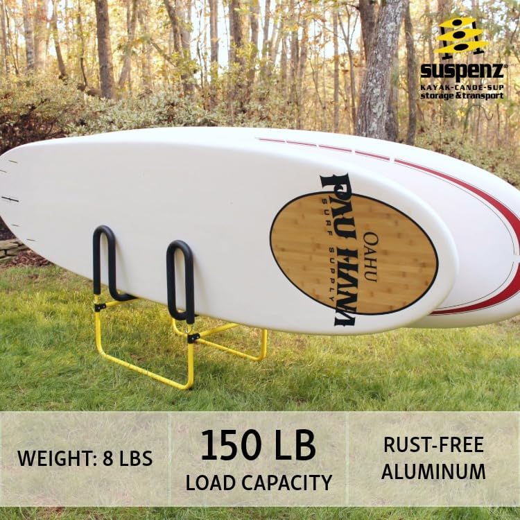 Suspenz Double-Up SUP Stand, Holds 2 Stand Up Paddle Boards or Surfboards, Yellow (22-9936)