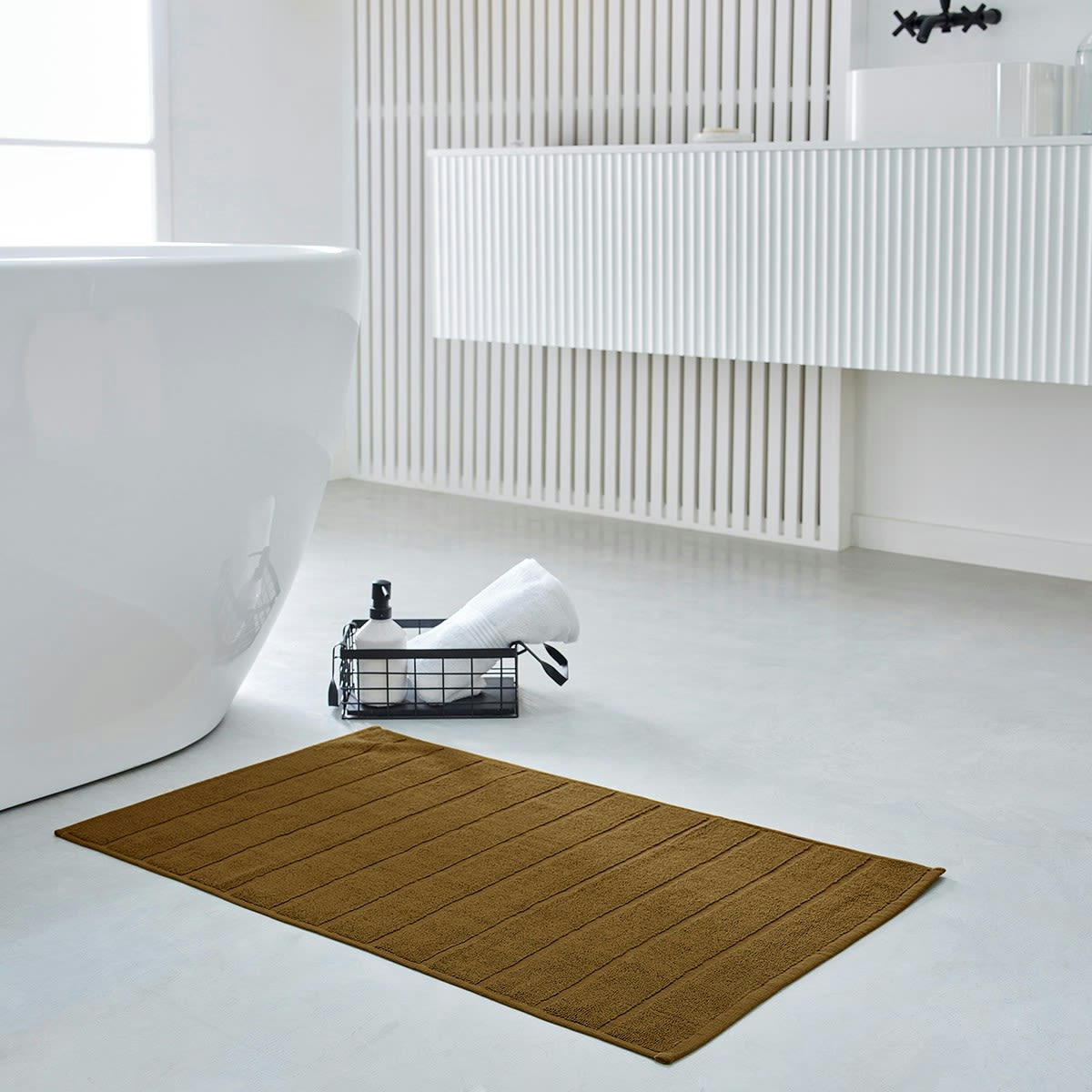 ESSENTIAL - Tapis de bain uni en Coton Bronze 50x80 cm