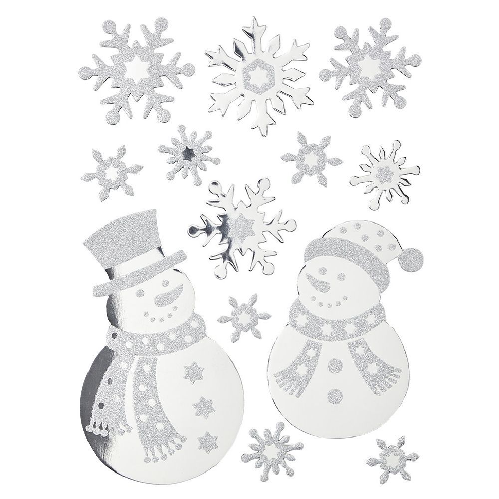 Sticker de No&euml;l flocon de neige gris argenté (2 modèles)
