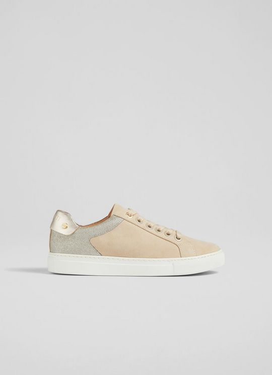 Signature Cream & Gold Leather Classic Stud Trainers