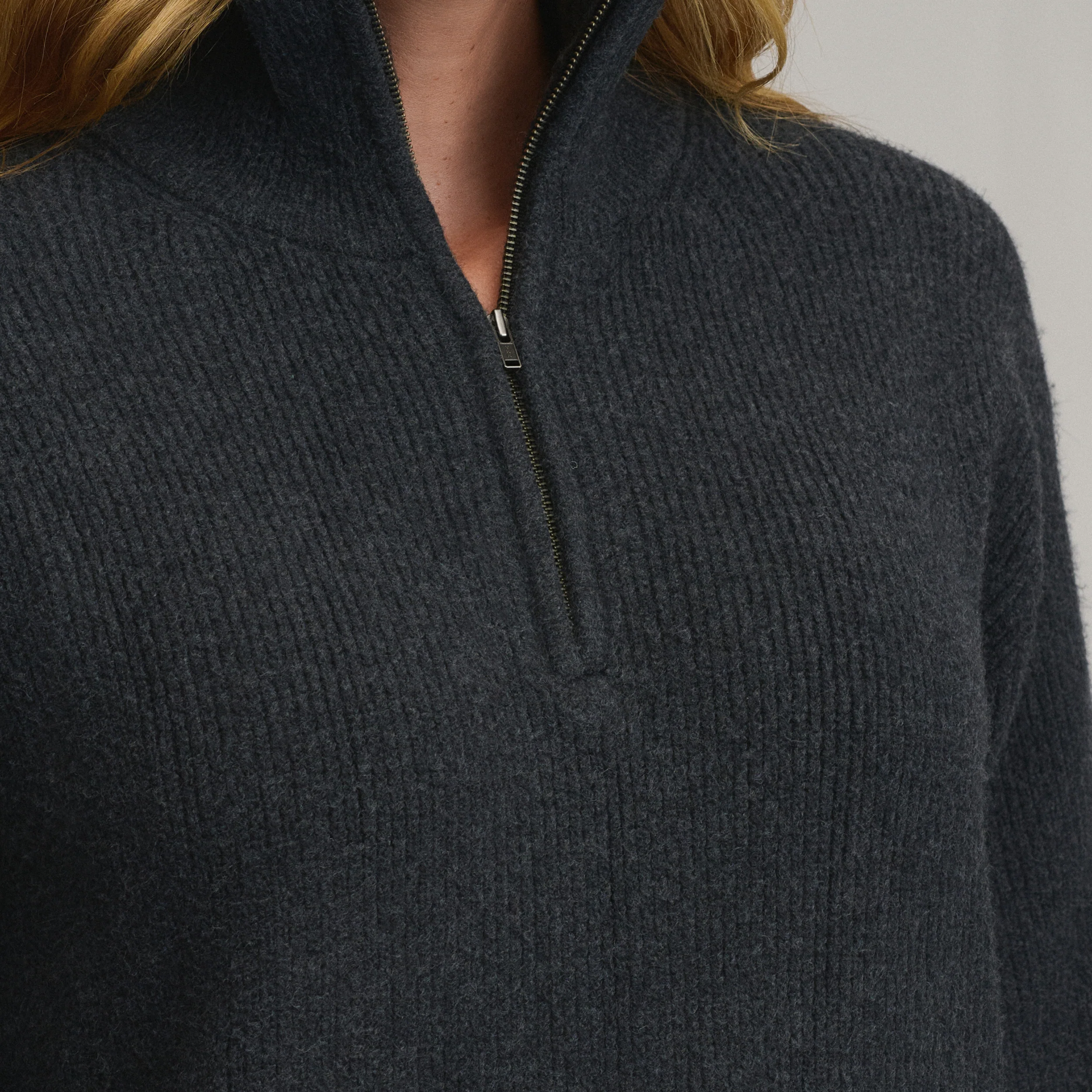 Women's Long-Sleeve Ribbed Zip Mock Sweater Dress