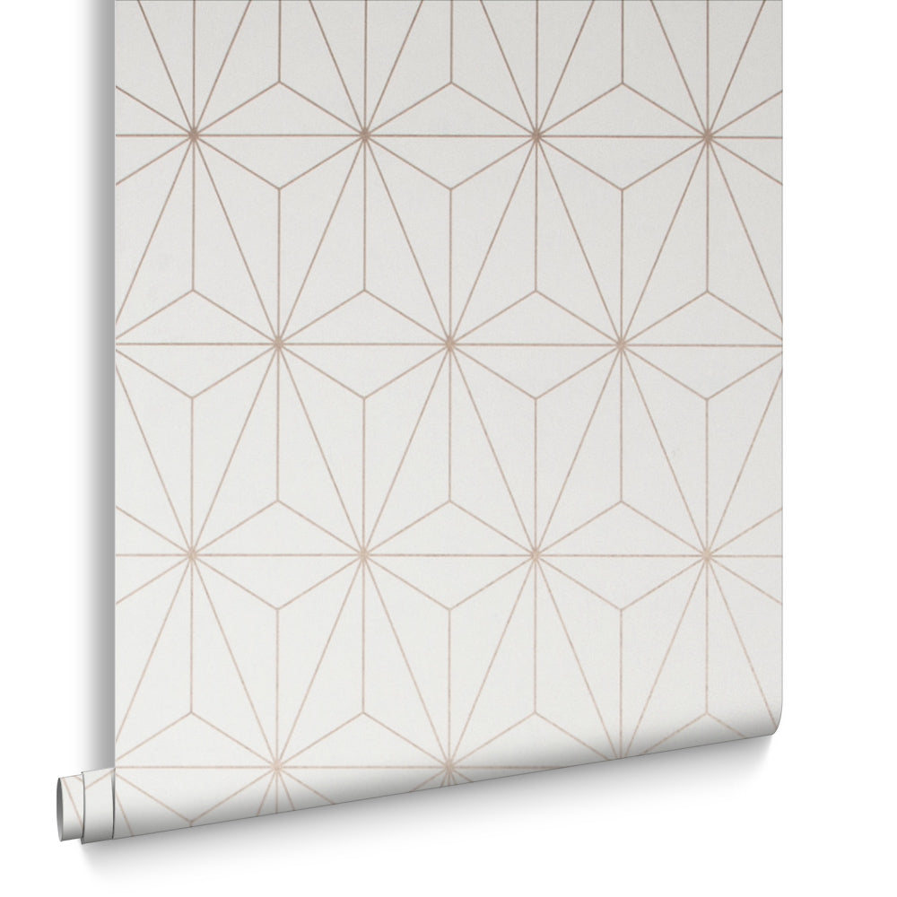 Graham & Brown Vliesbehang - Prism White Rose Gold - 10mx53cm