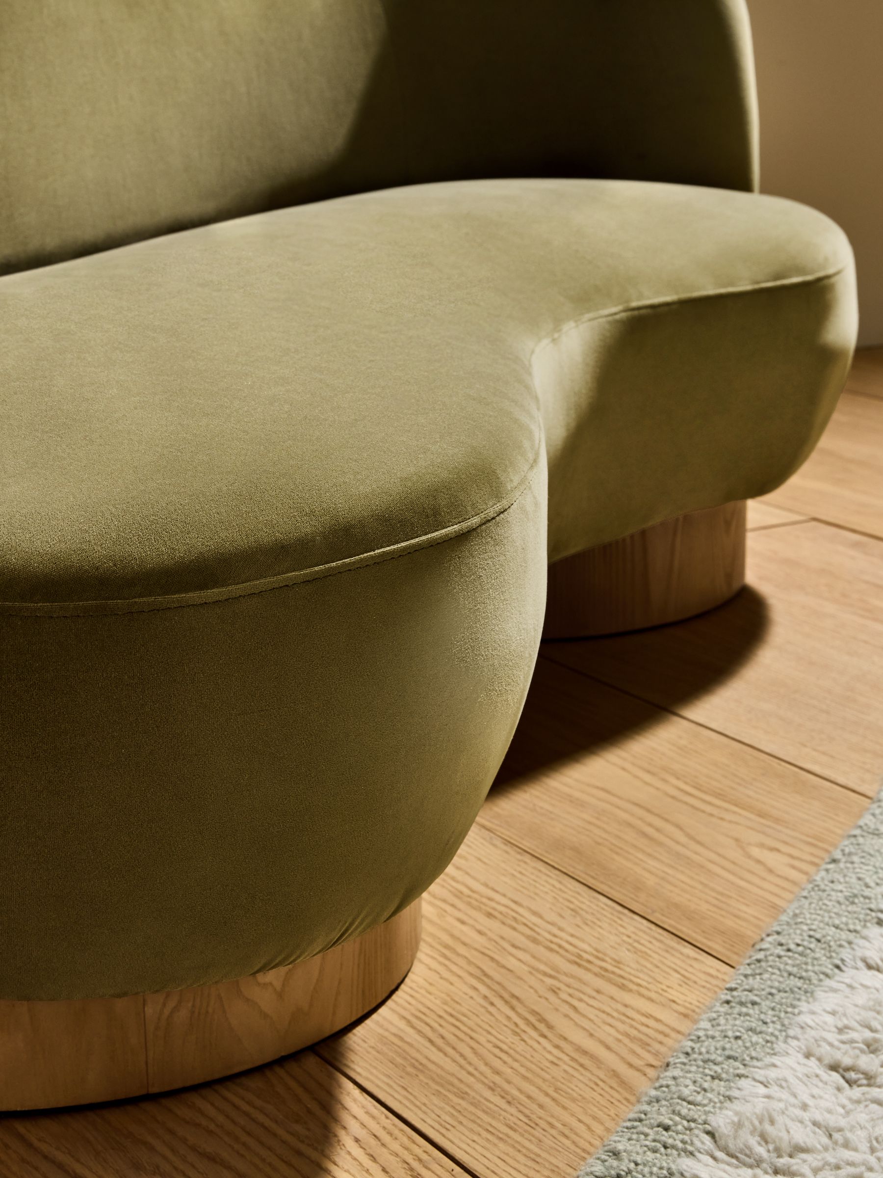 Novara Chaise Lounge 2 Seater Sofa in Fern Green Velvet