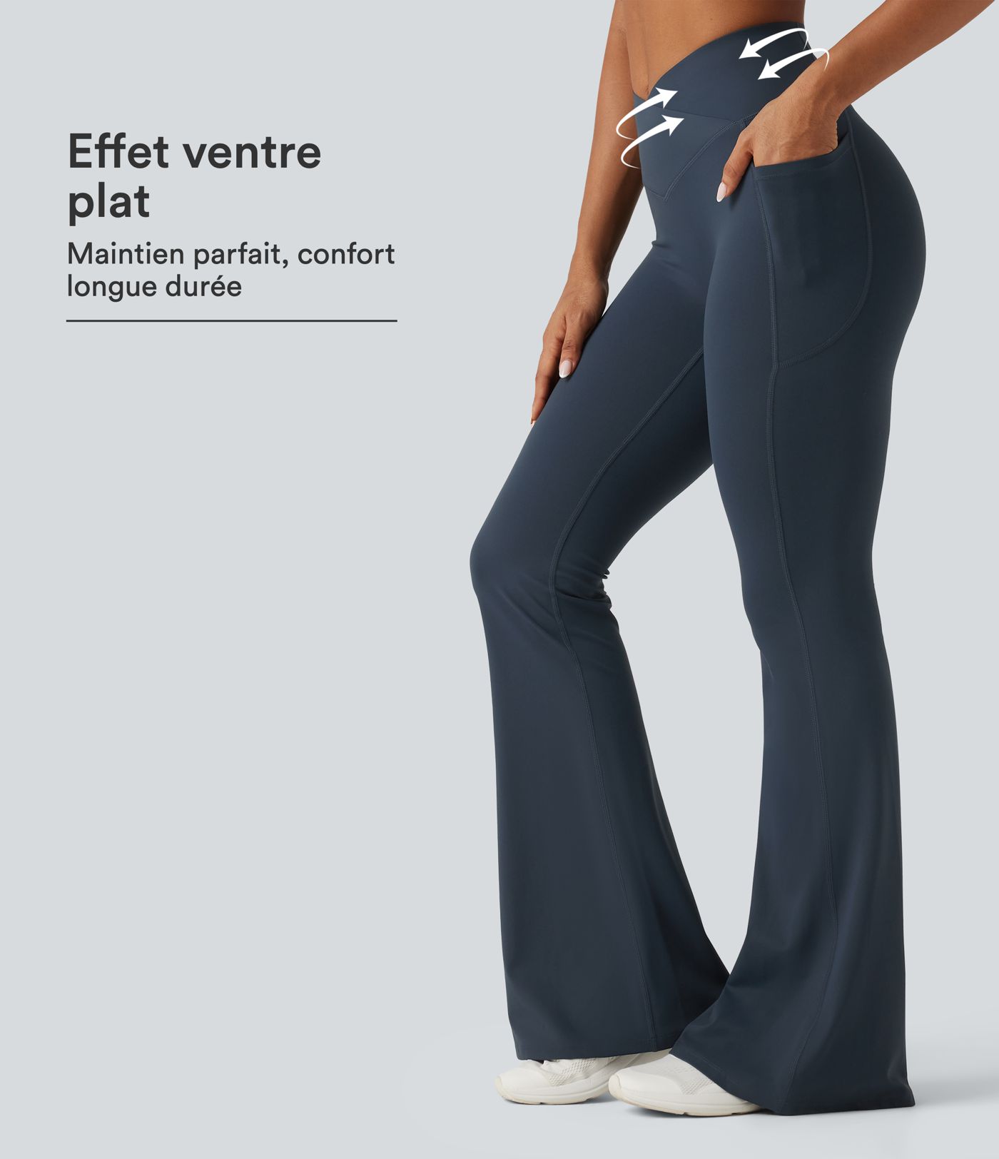 Legging de sport flare Halara UltraSculpt™ taille haute croisée gainant avec poches