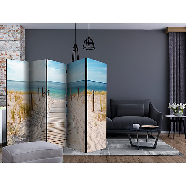 Paravent Déco Marine 5 Panneaux - Plage Sereine 225 x 172 cm Multicolore
