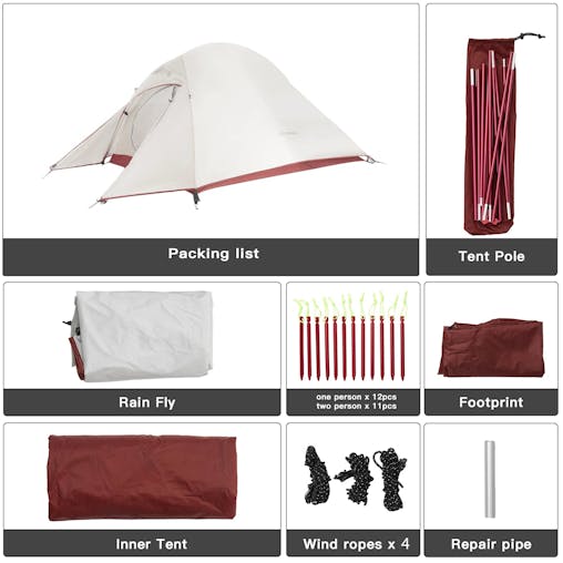 NNEOBA Ultralight 2-Person Backpacking Tent 20D Nylon Waterproof White
