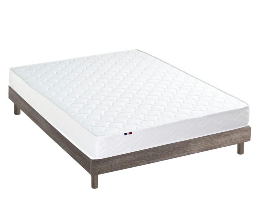 ENSEMBLE KIT INITIAL - Ensemble Matelas accueil latex sommier en Kit Chêne gris 140x190