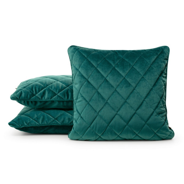 Poszewka 45x45 Velvet turkusowa ciemna welurowa geometryczna