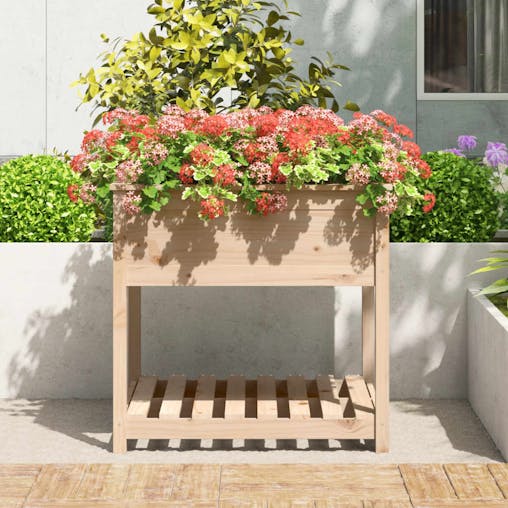 NNEVL Planter with Shelf 82.5x82.5x81 cm Solid Wood Pine