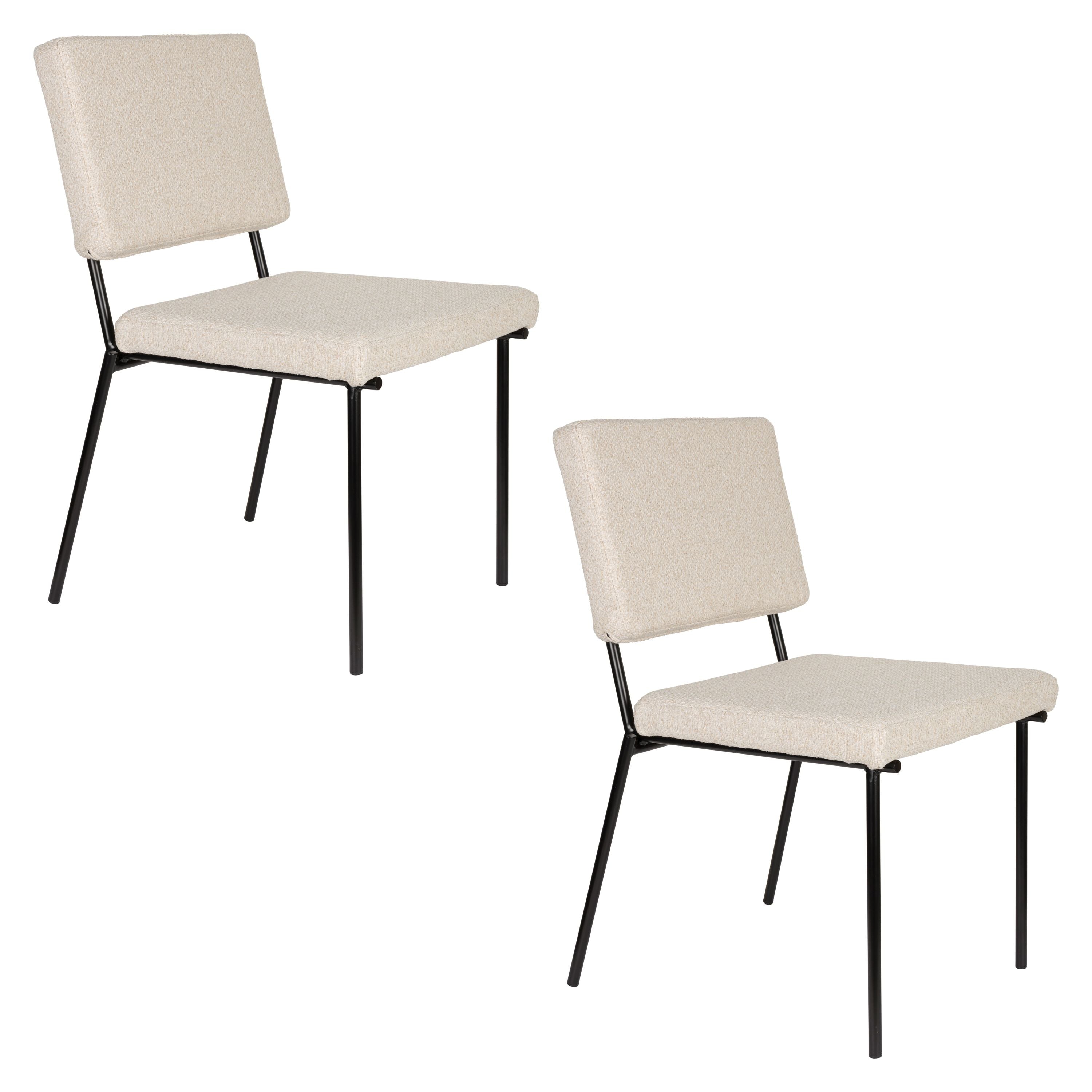 Zuiver Fellow Eetkamerstoelen Off-White - Set van 2