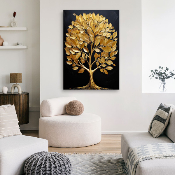 Feeby Obraz na płótnie, Złote Drzewo Miłości Glamour 40x60