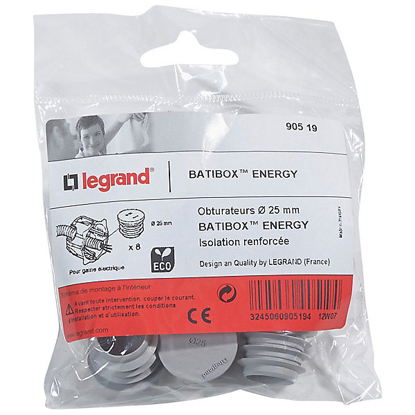 Kit 8 obturateurs Legrand Energy ø25 mm