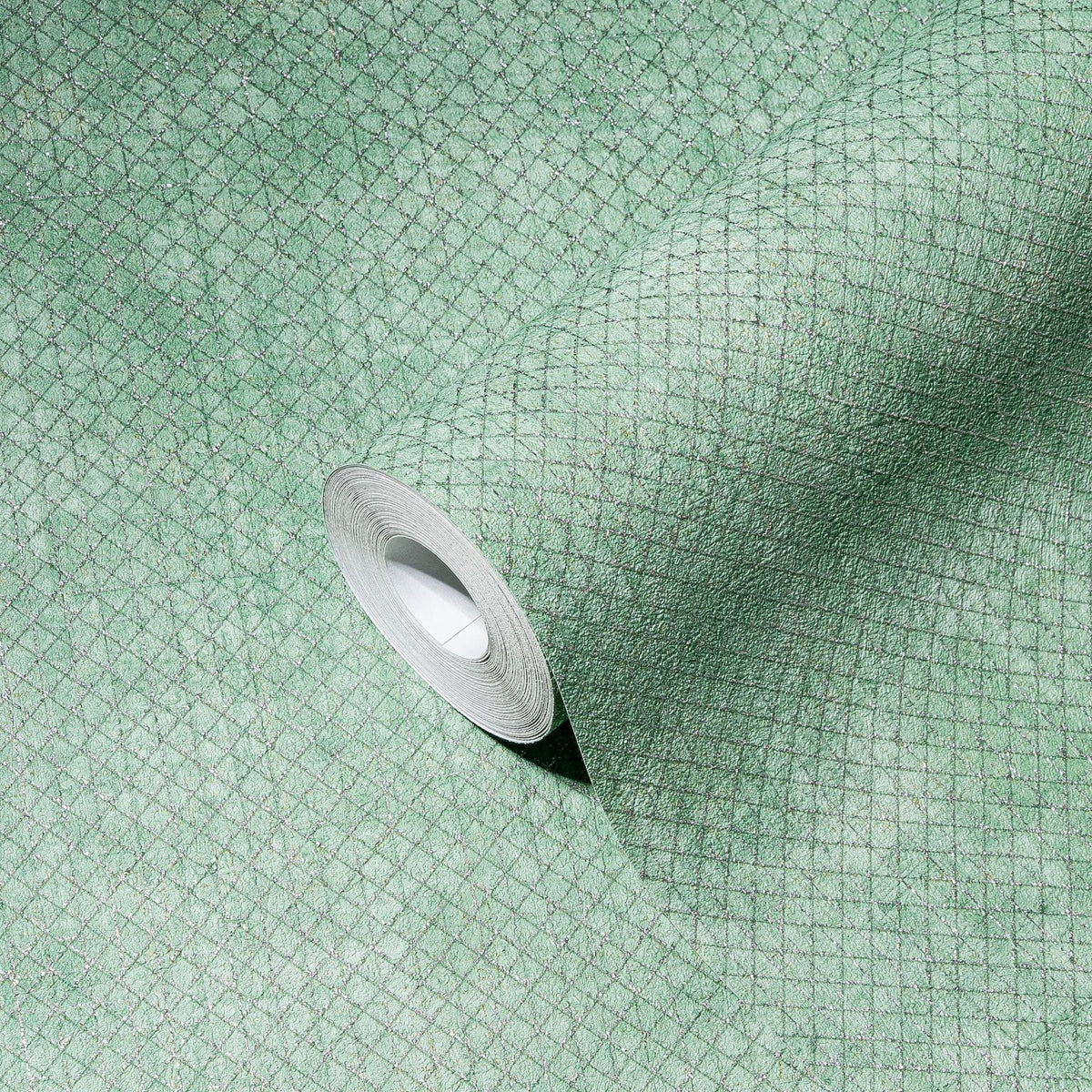 A.S. Création behang effen groen, zilver en metallic - 53 cm x 10.05 m - AS-388264