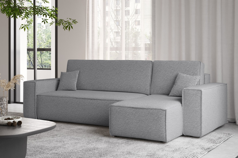 Sofa w kształcie L BEST, tkanina Abriamo, Szary Prawostronny