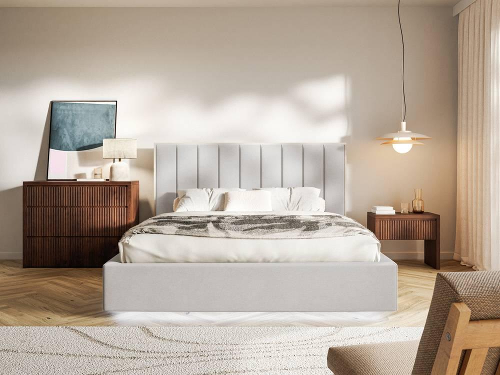 Bedframe Taavi fluweel met opbergruimte en verlichting 140 x 200 cm