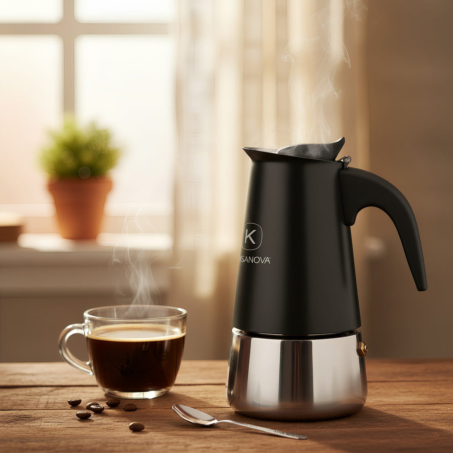 Caffettiera induzione 2 tazze nero