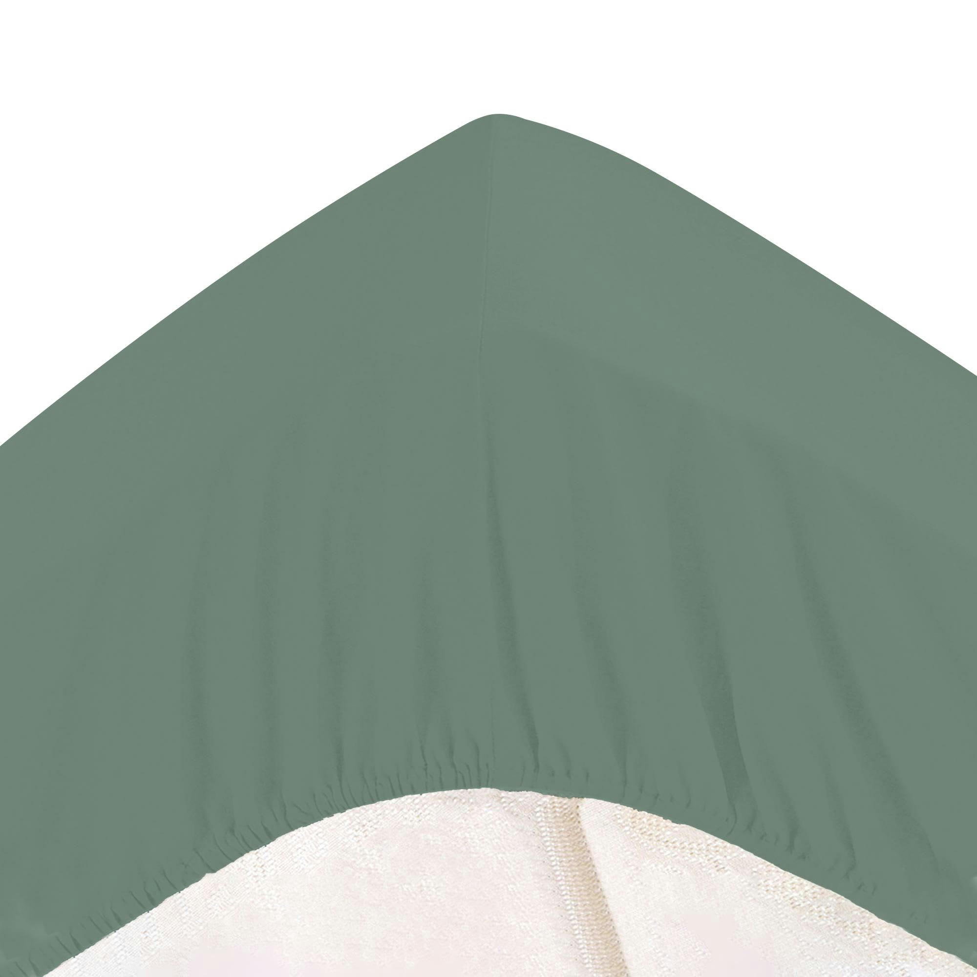 PERCALE - Drap-housse grand bonnet 90x190x32 vert eucalyptus en coton