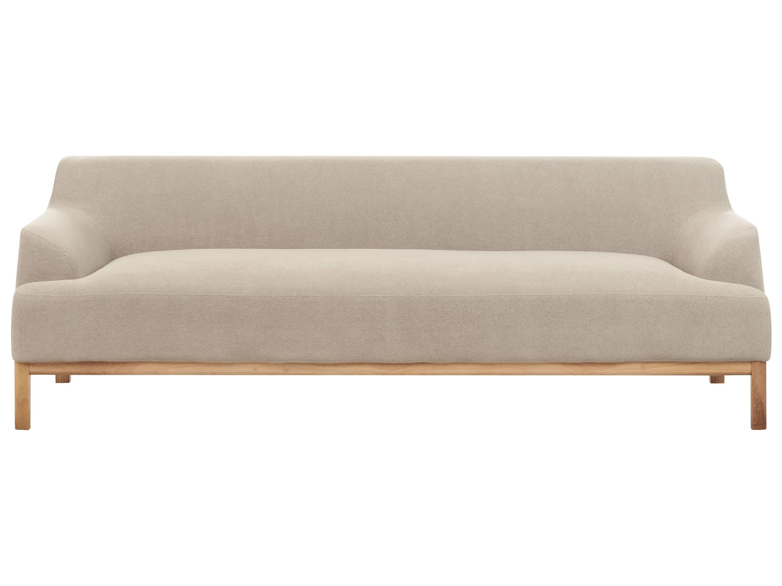 Sofa 3-osobowa tapicerowana drewno nogi szary beż