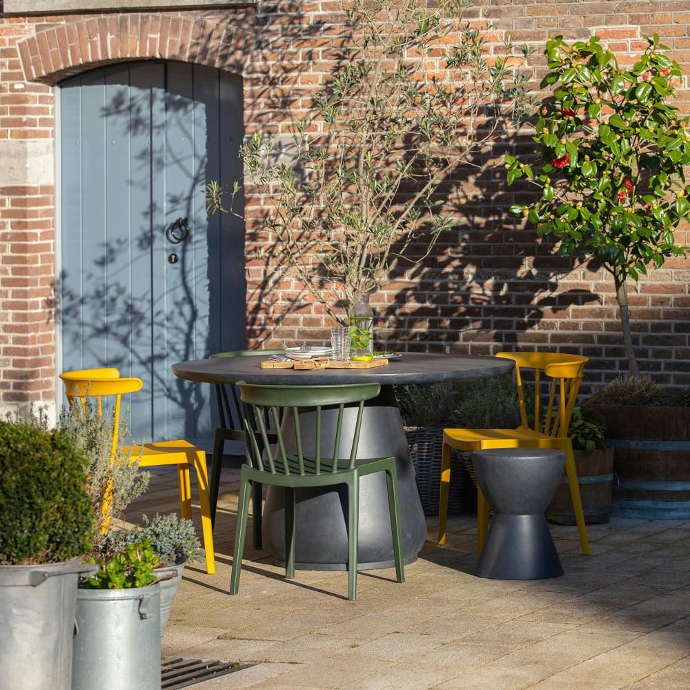 DOVER - Lot de 2 tabourets en fibre d'argile gris anthracite