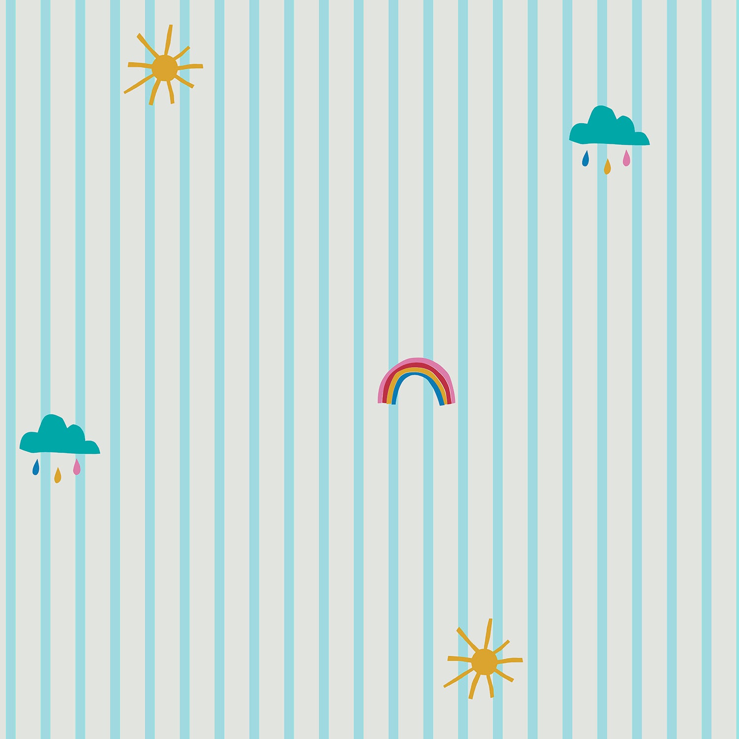 Joules Vliesbehang - Whatever the Weather Icons Haze - Blauw - 10mx52cm