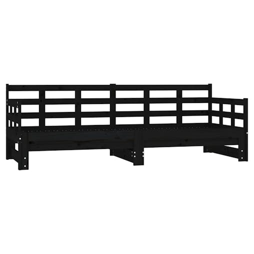 NNEVL Pull-out Day Bed Black Solid Wood Pine 2x(92x187) cm