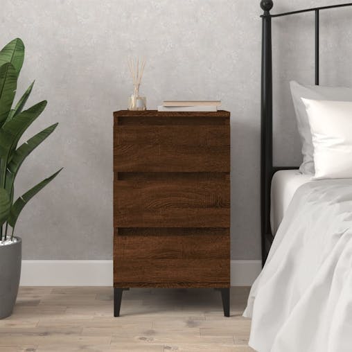 NNEVL Bedside Cabinet Brown Oak 40x35x70 cm Engineered Wood