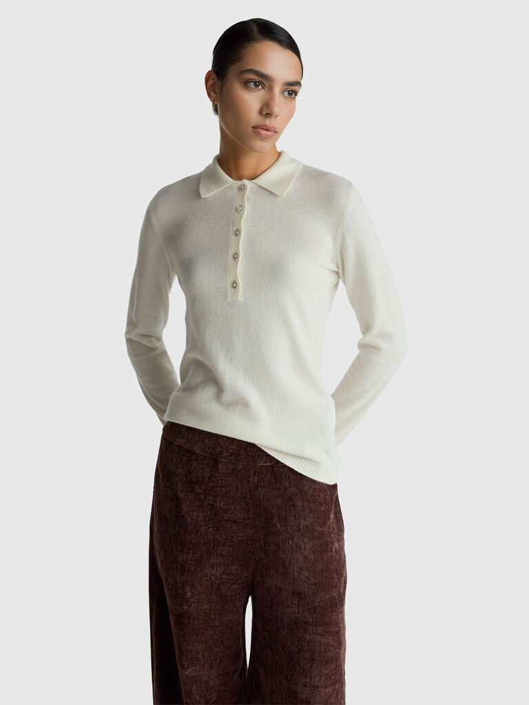 Cashmere blend knit polo