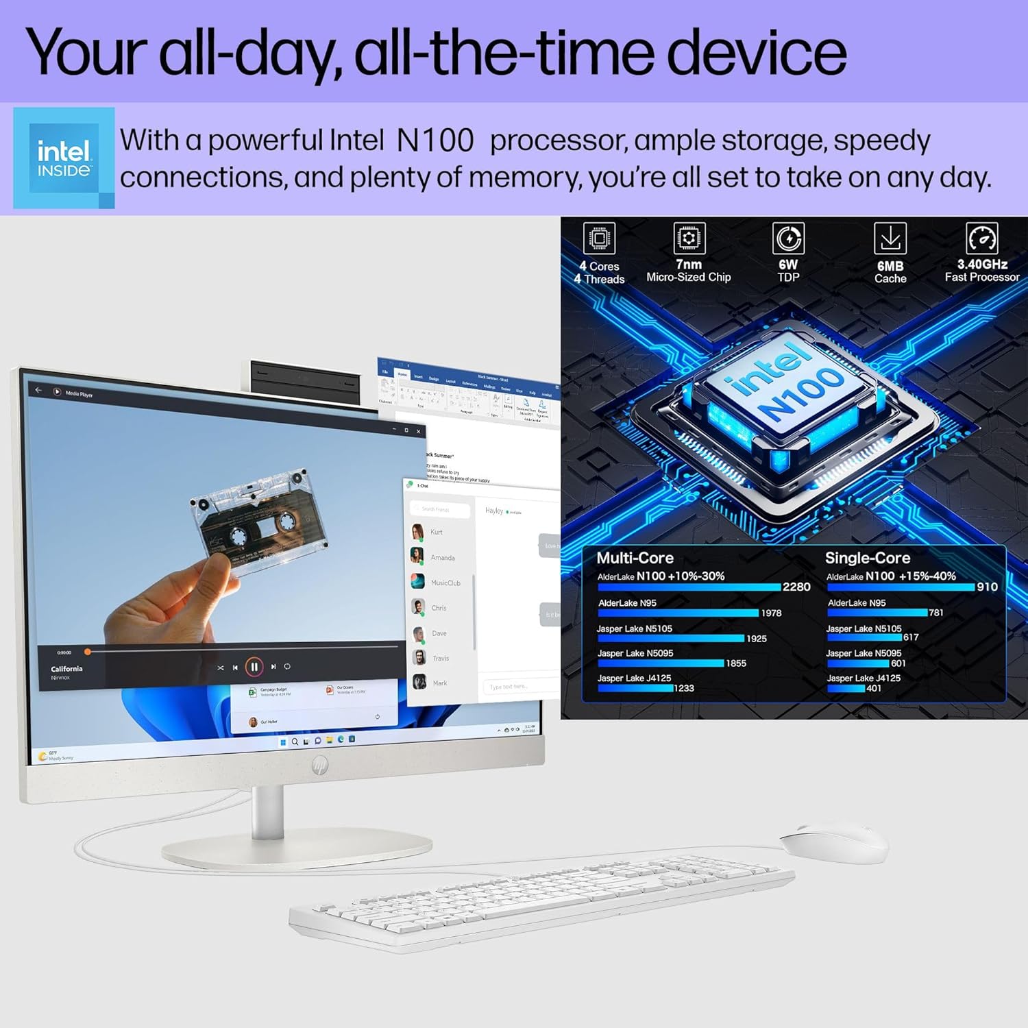 HP 24 Touchscreen All-in-One Desktop Computer for Home and School  Intel Processor  23.8 FHD Display  16GB DDR4 RAM  1TB PCIe SSD  WiFi 6  Bluetooth 5.3  Business AIO  White