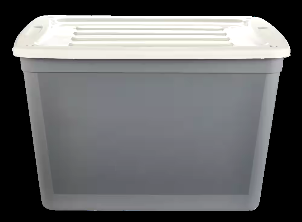 type A Stackable Storage Box with Lid and Wheels, 80-L, Grey