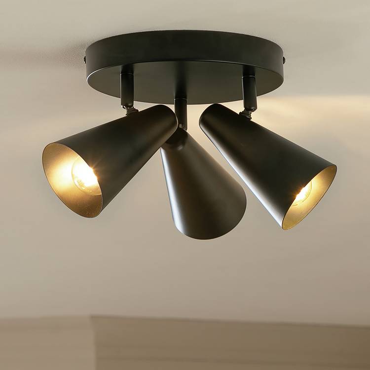 Habitat Steel 3 Lights Spotlight Plate - Matte Black
