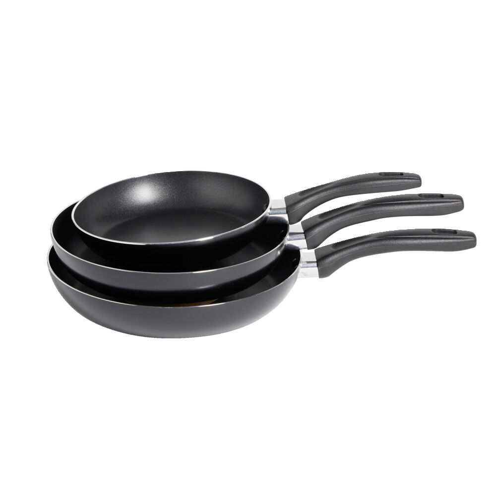 Lot de 3 poêles tous feux sauf induction aluminium noir Ø20/24/26cm