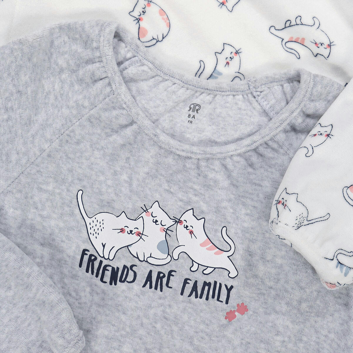 Lot de 2 chemises de nuit en velours, motif chats