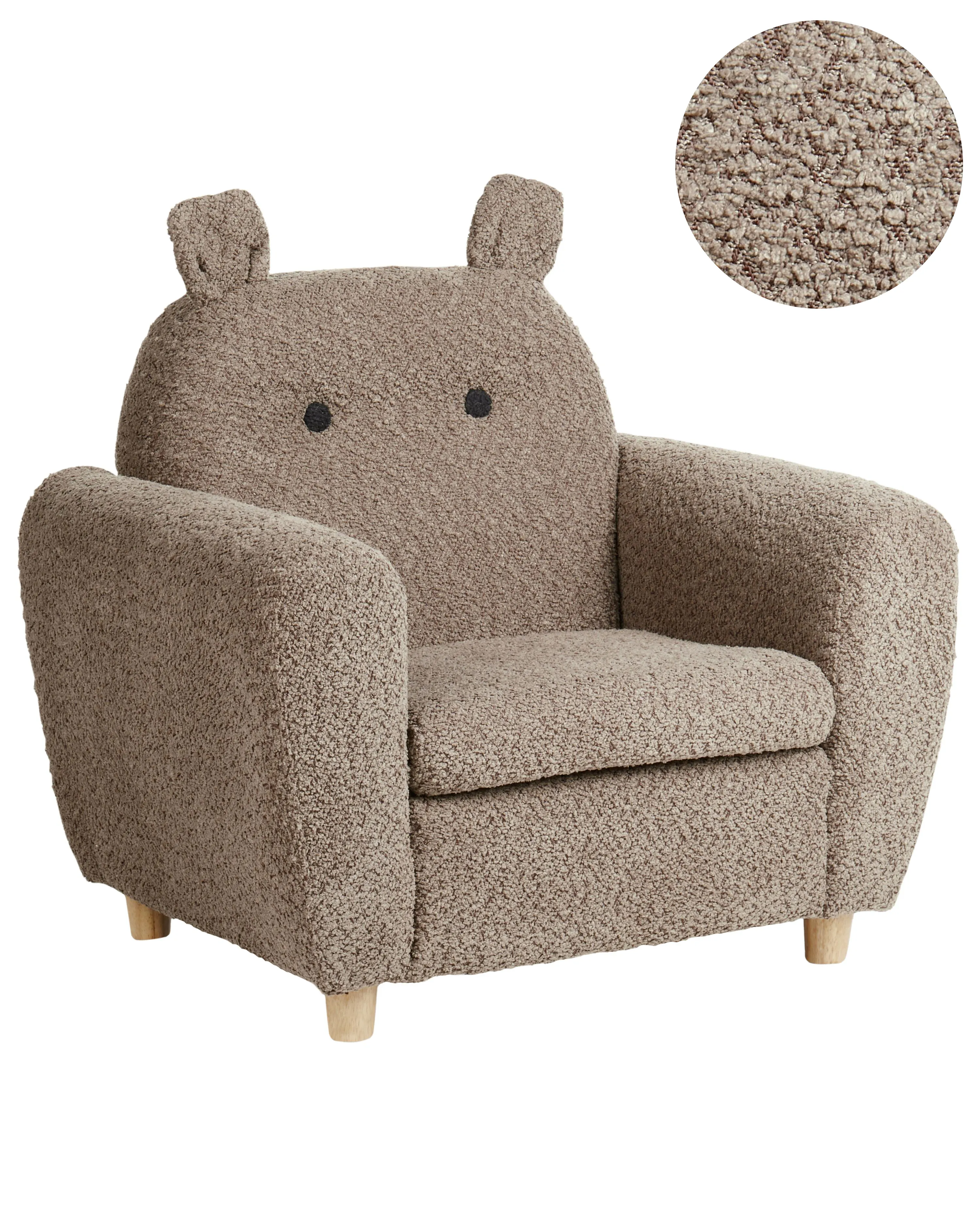 Kids Armchair Hippo MARIBO Boucle Brown