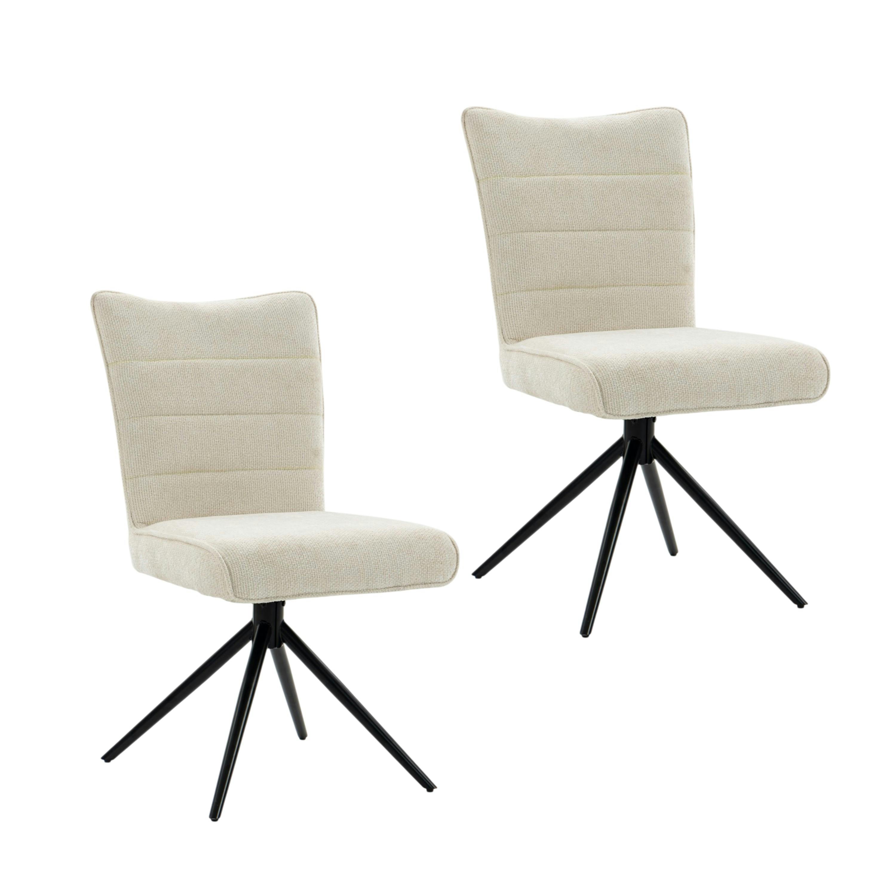 Chaise pivotante beige en tissu texturé (x2) RIVANO