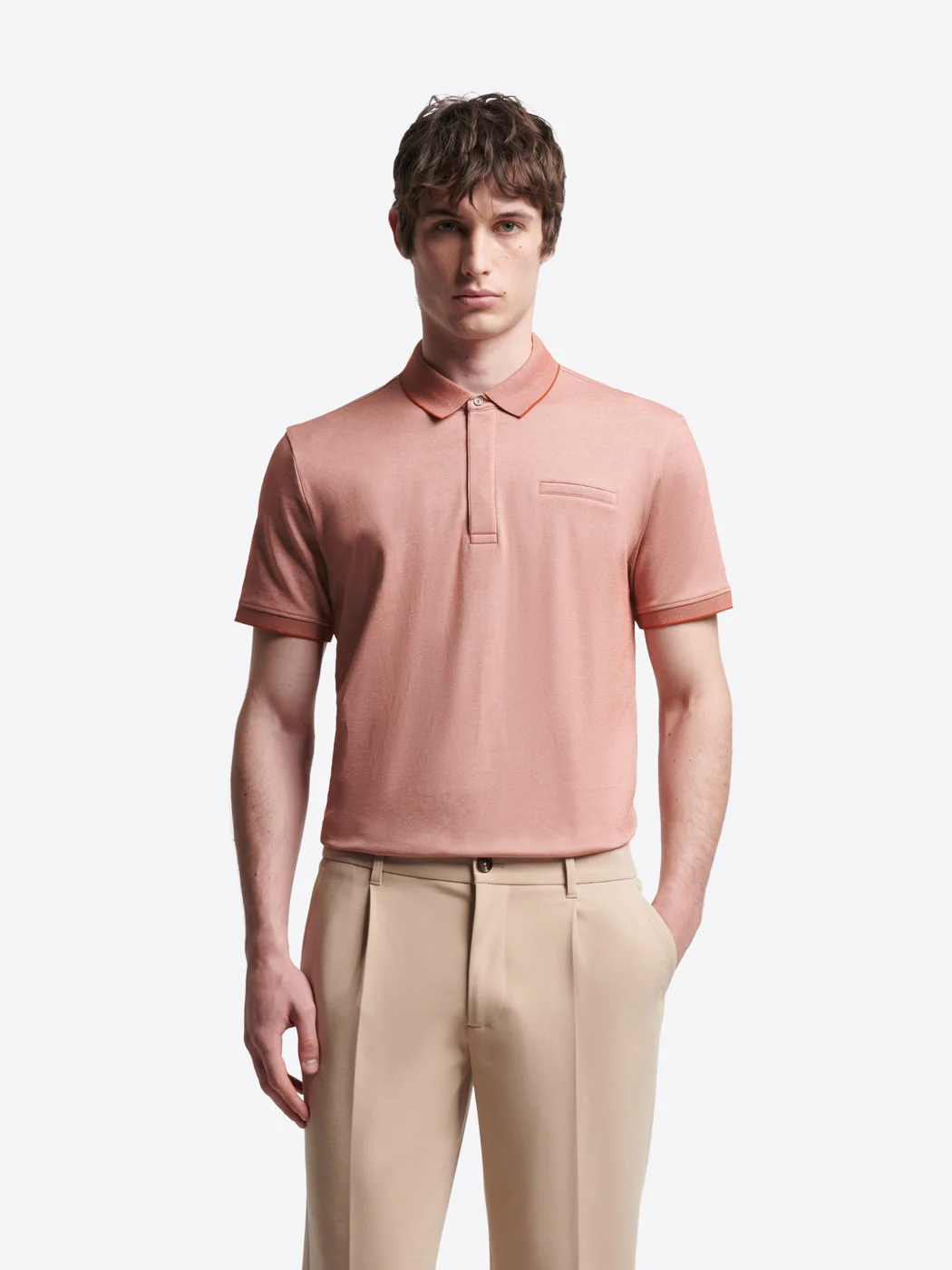 Polo col boutonné maille chinée