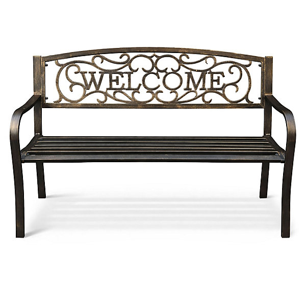 Banc de Jardin en Brun IRYS avec Pieds en Acier et dossier en fonte, Largeur 127 cm