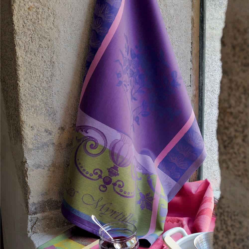 MYRTILLES VIOLET - Torchon  pur coton violet 56x77