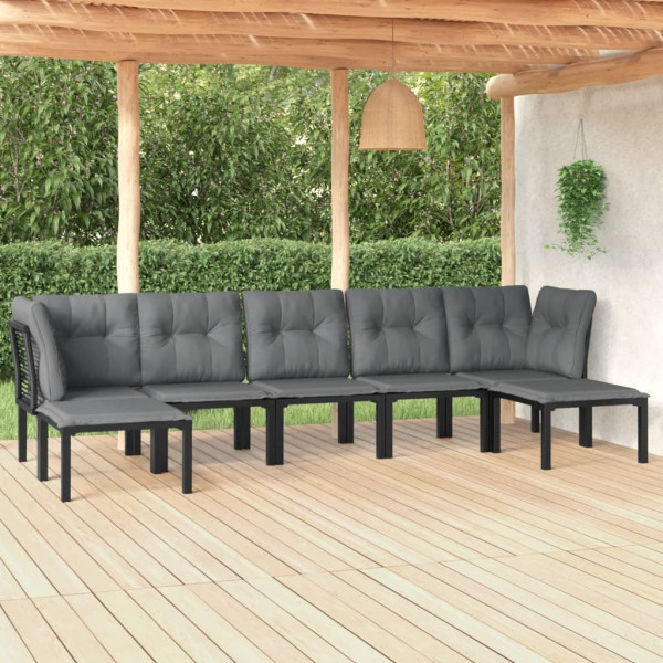 Zestaw wypoczynkowy do ogrodu Czarny Stal 2x narożna   3x sofa środkowa