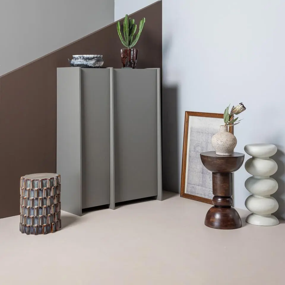 WOOOD Axu Decoratieve Bijzettafel - Keramiek - Grijsblauw - 45x35x35