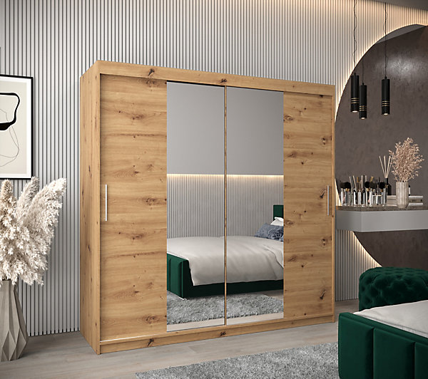 Armoire TOKYO 1 à portes coulissantes H. 200 x L. 200 x P. 62, 2 portes