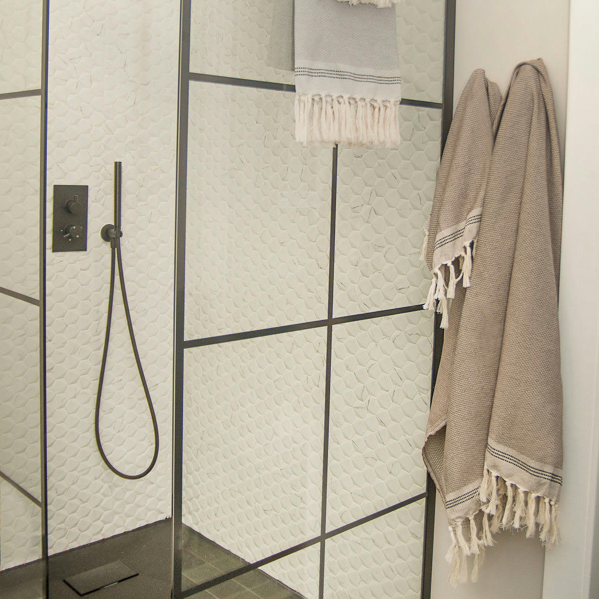 HANA - Set 1 fouta + 2 serviettes coton  100x200 + 50x80 (x2) taupe