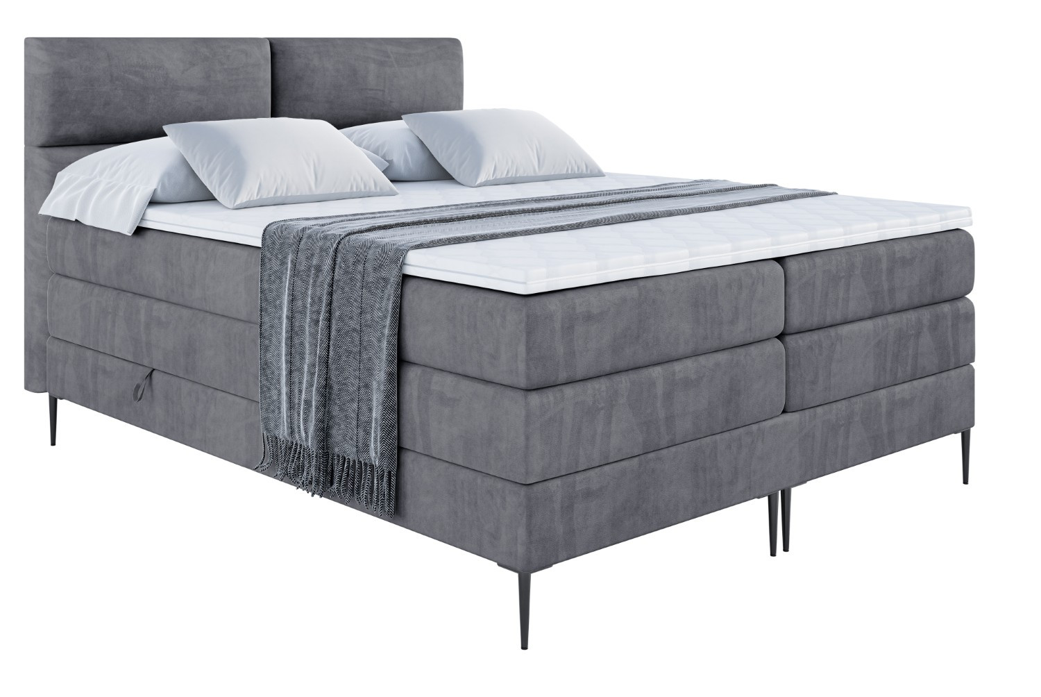 Łóżko kontynentalne - pojemnik, materac, nóżki BOXI3-FC KING 120x200cm