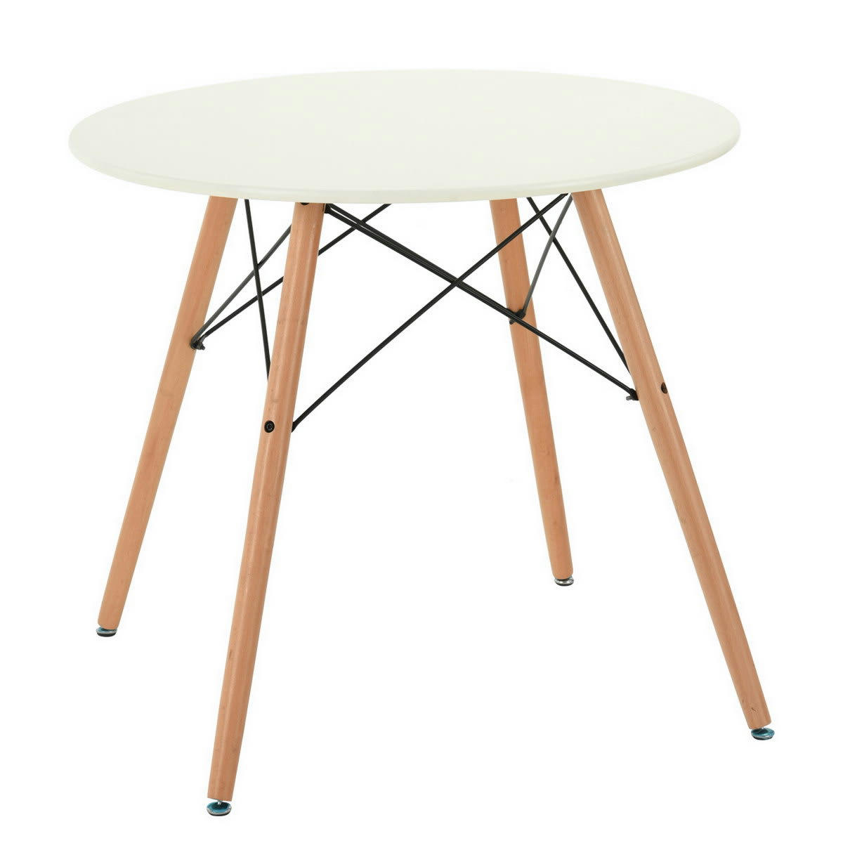 - Table de salle à manger ronde au style scandinave blanc et bois