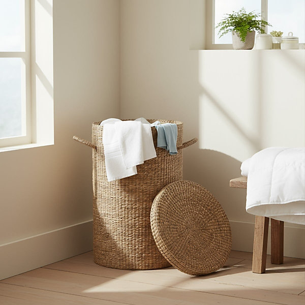 Panier à linge en jonc de mer naturel