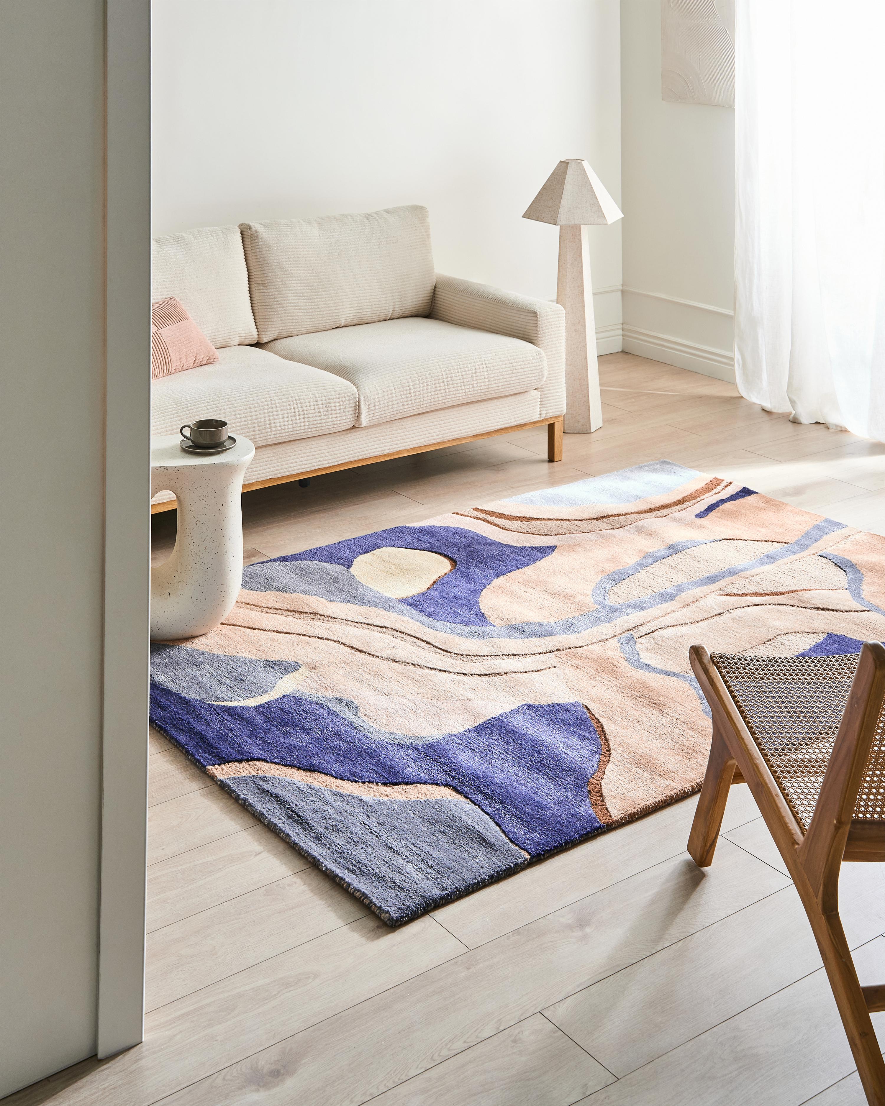Rug ALMORA Beige/ Blue 160 x 230 cm Viscose
