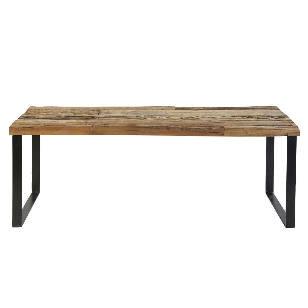 DIEGO - Banc en bois recyclé et métal noir