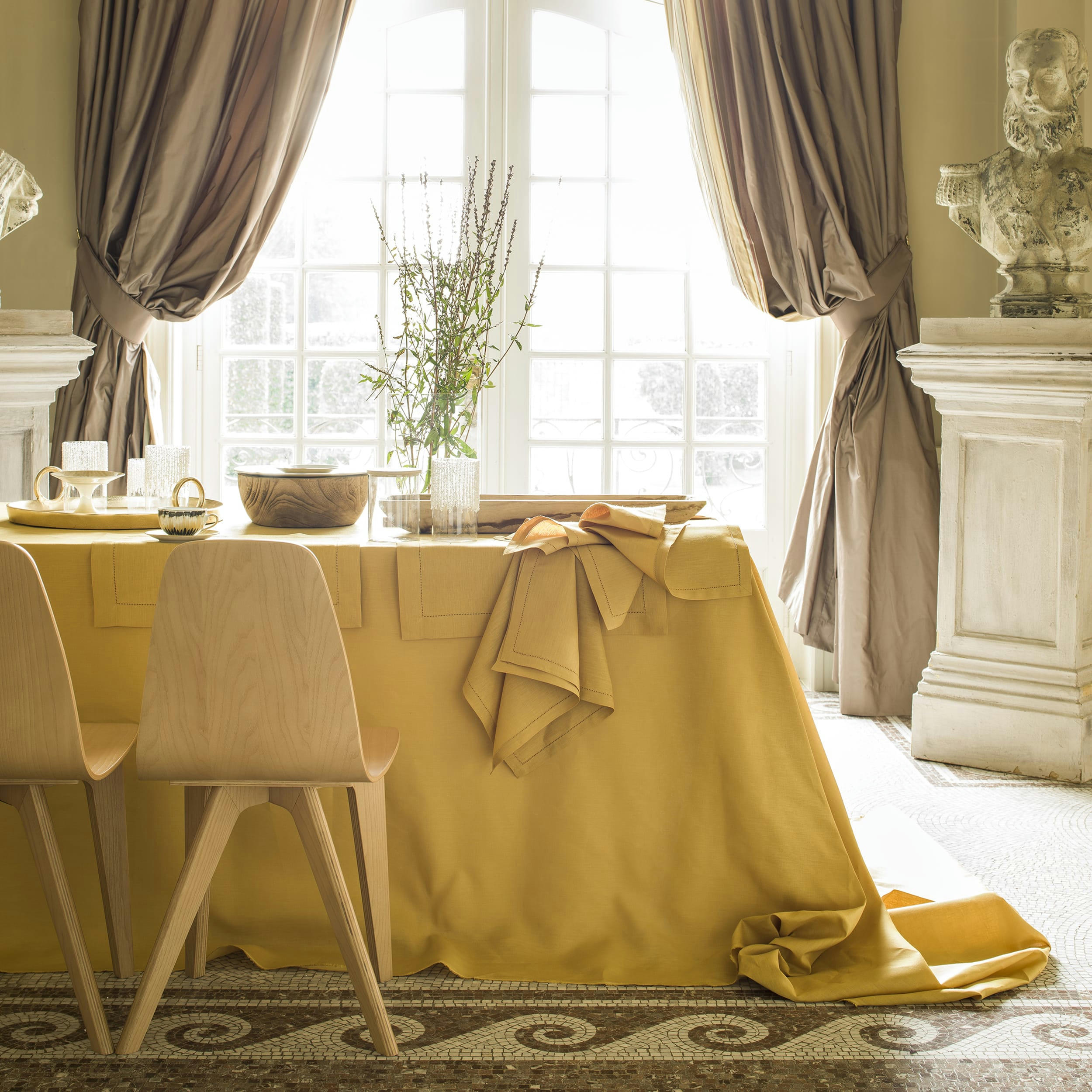 FLORENCE - Nappe en lin jaune 170x250