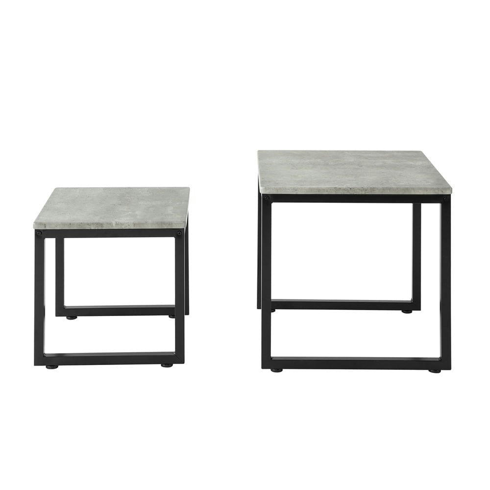- Ensemble de deux tables basses à cadre en métal noir